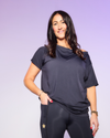 Black slash neck tee