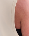 Cream Waffle drop arm vest. Also available in black