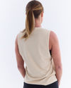 Cream Waffle drop arm vest. Also available in black