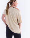 Cream Luxury Waffle Slash Neck Tee - Now Available in black