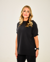 BLACK Slash neck t-shirt